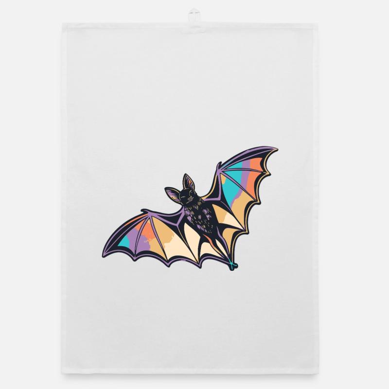 Stylized Rainbow Bat Organic dish towel