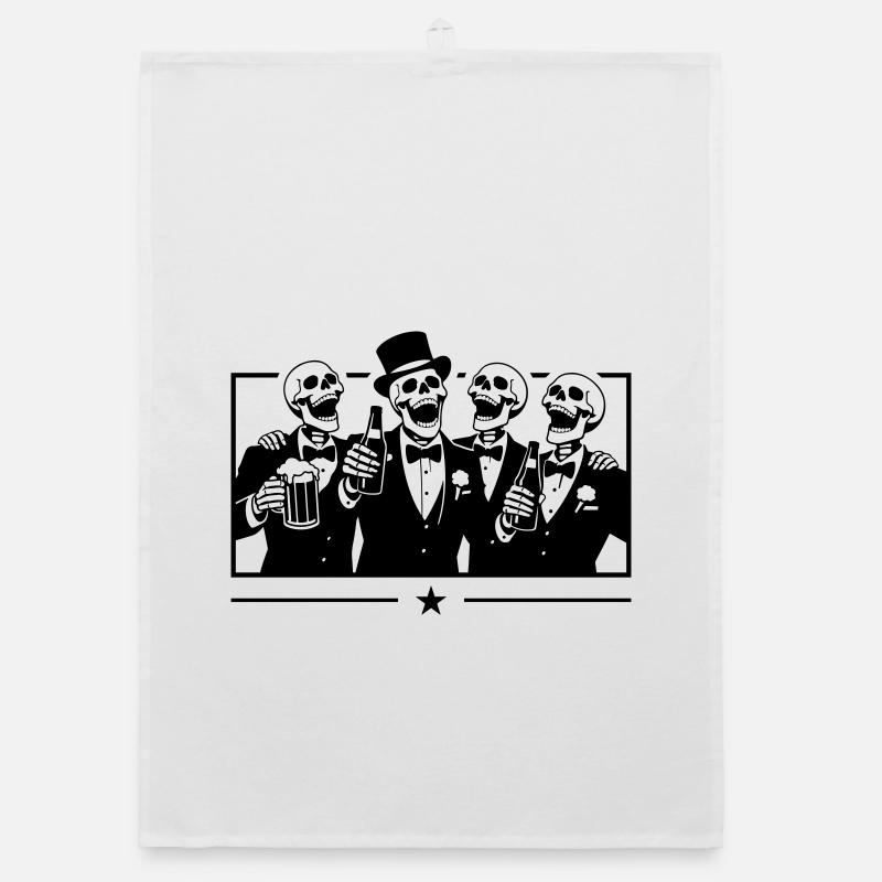 Team Groom Bachelor Skeleton Organic dish towel