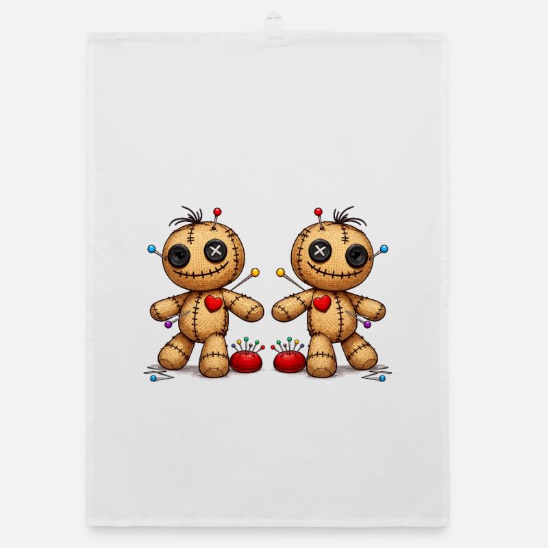 Voodoo doll with needles Organic dish towel