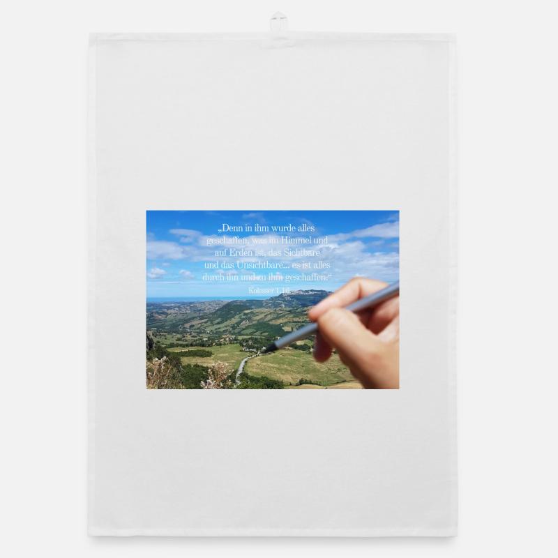 Himmlisches Schöpfungszitat Landschaft Organic Geschirrtuch