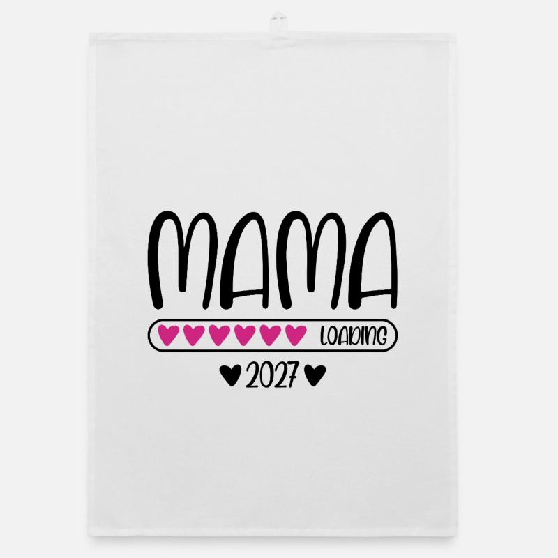 Mama 2027 loading with heart loading bar Organic dish towel