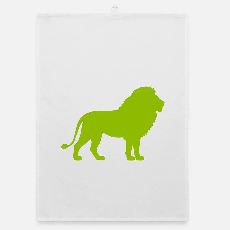 Silhouette de Lion Vert Néon Torchon bio