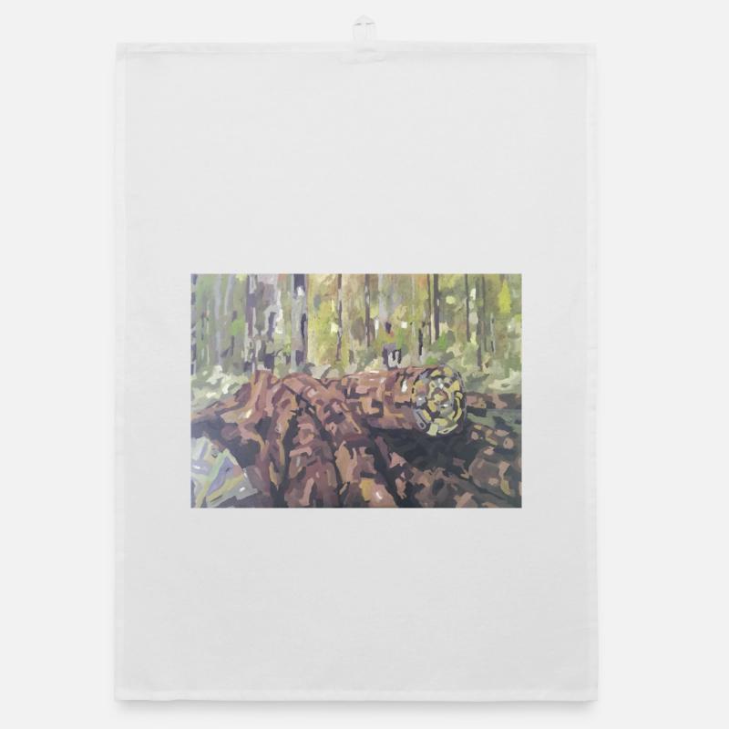 Logs in the forest – an impressionistic landscape Organic dish towel