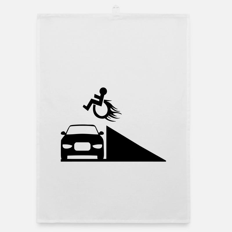 Rollstuhlfahrer springt über eine Rampe # Organic Geschirrtuch