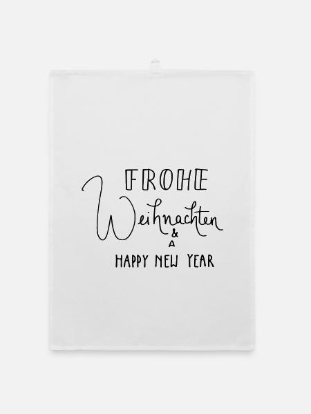 Frohe Weihnachten and a happy new year! - Organic Geschirrtuch - Weiß - Vorne