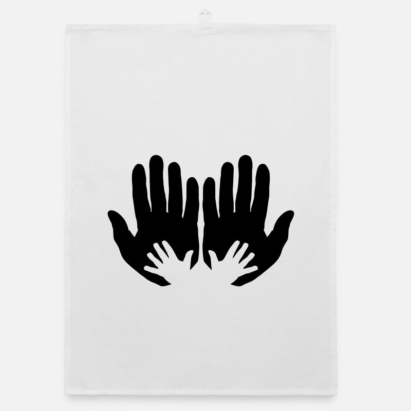 Open parents hands with children's hands Organic dish towel
