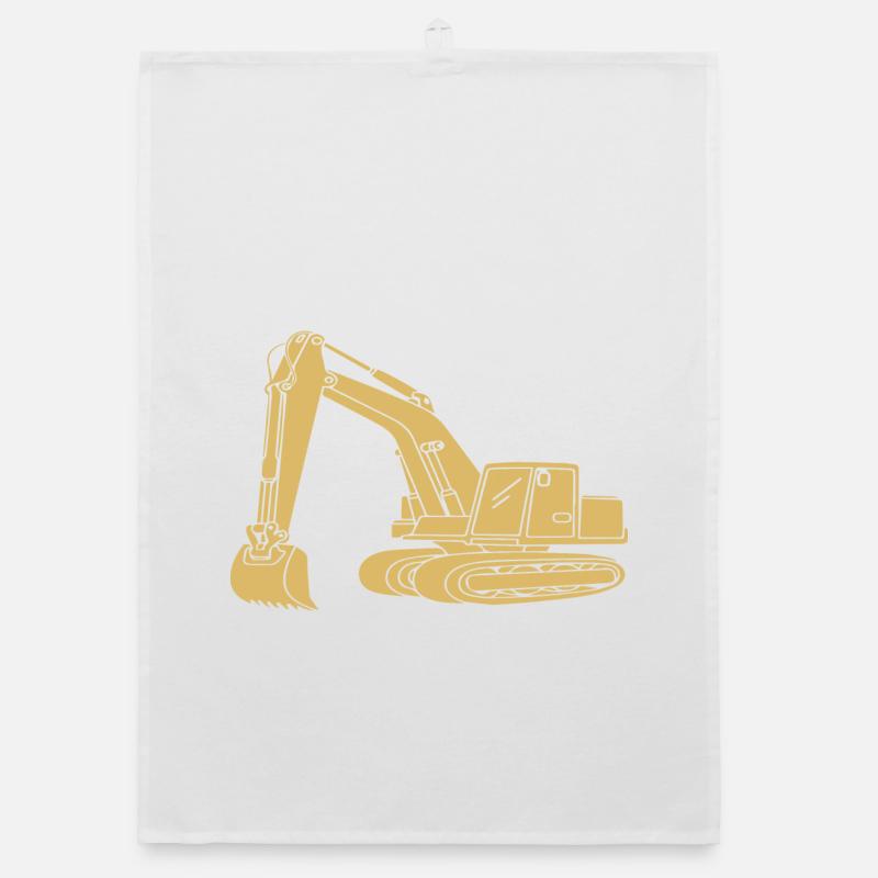 Excavator Driver Silhouette - Construction Equipment Operator Organic dish towel