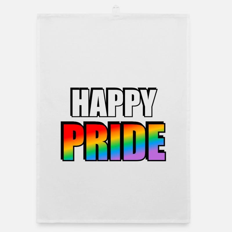 Vibrant Pride Rainbow Typography Organic dish towel