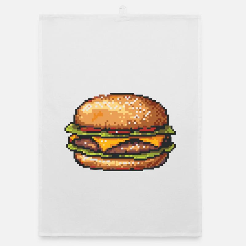 8Bit Hamburger Pixel Art Organic dish towel