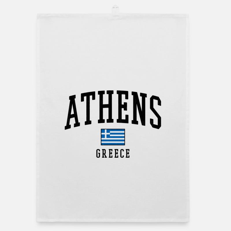 Motif du drapeau d’Athènes en Grèce graphique Torchon bio