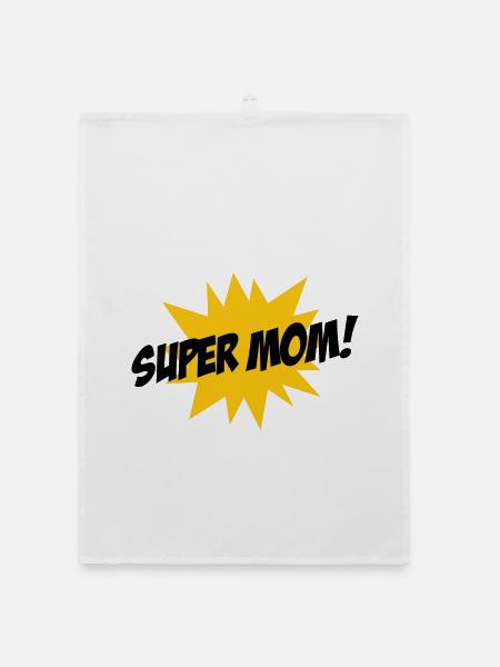 Super Maman - Fête des Mères - Torchon bio - blanc - Devant