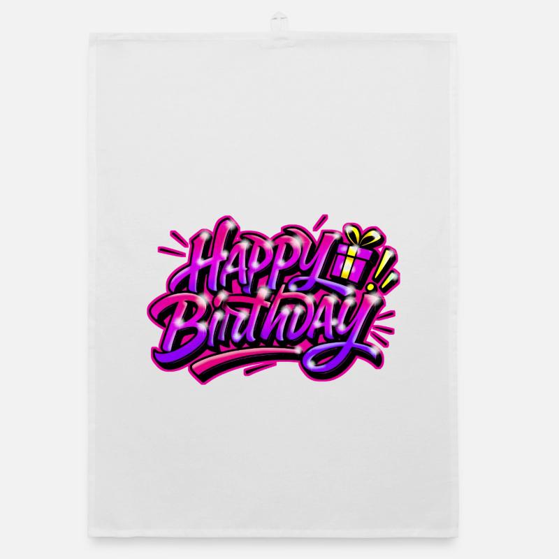 Happy Birthday Graffiti Gift Organic dish towel