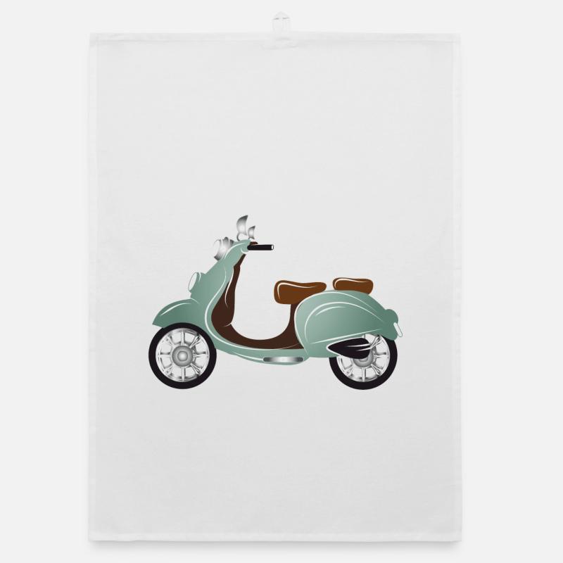 A vintage scooter with retro paint finish Organic dish towel