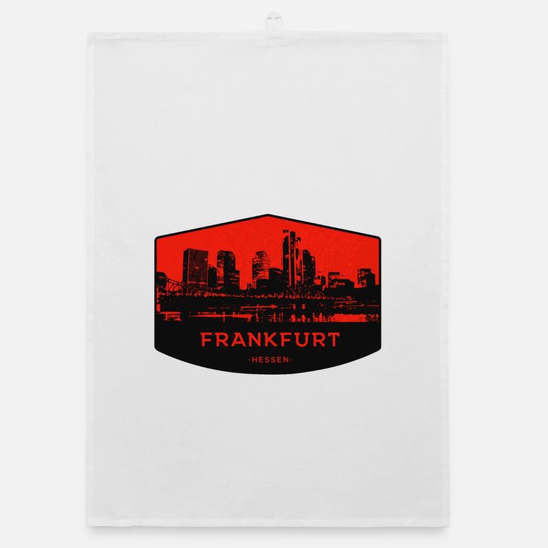 Frankfurter Skyline Patch Rot Schwarz Organic Geschirrtuch
