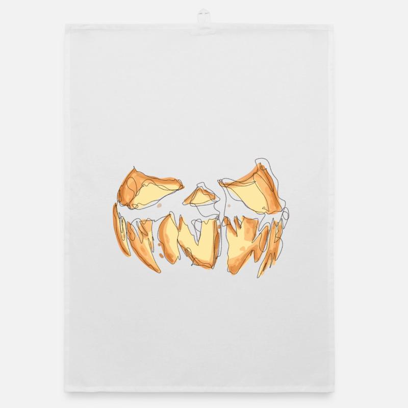 Pumpkin Face Halloween Scribble Organic dish towel