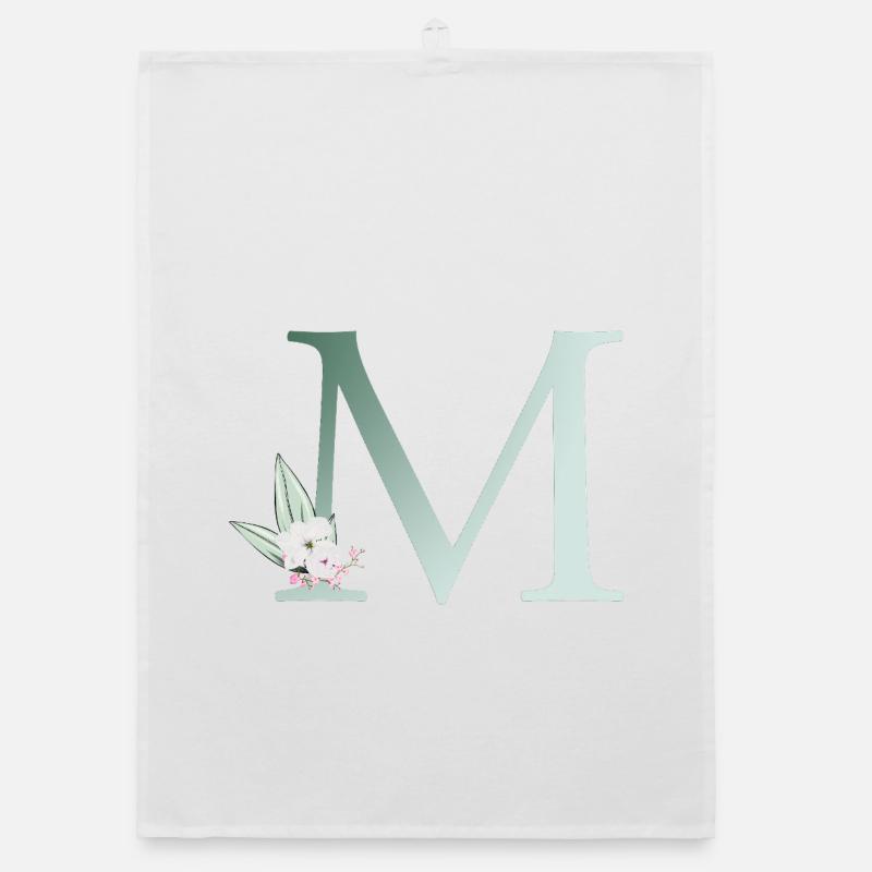 M Monogram, Floral, Personalizable Organic dish towel