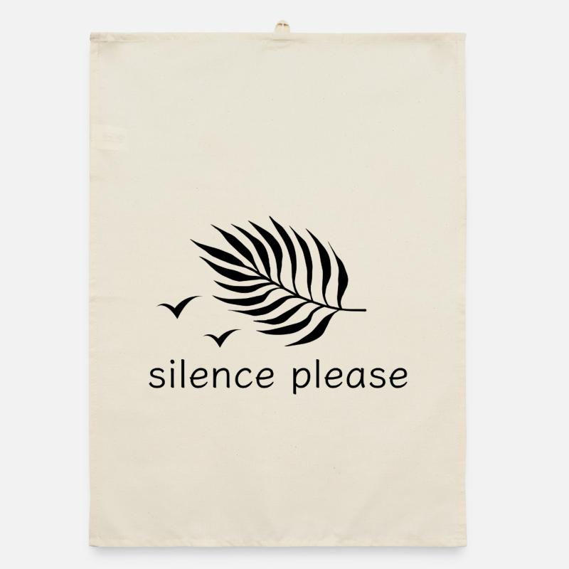Silence please rest print design Organic dish towel