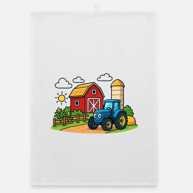 Fun farm with tractor Organic dish towel