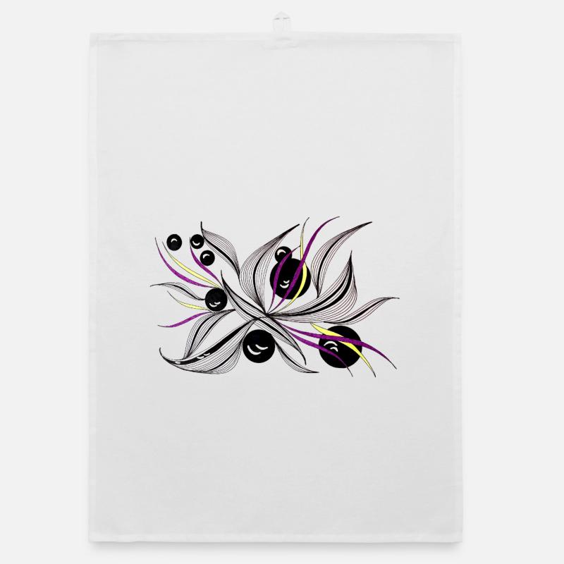 Black and White Flower Beam Pattern Organic dish towel