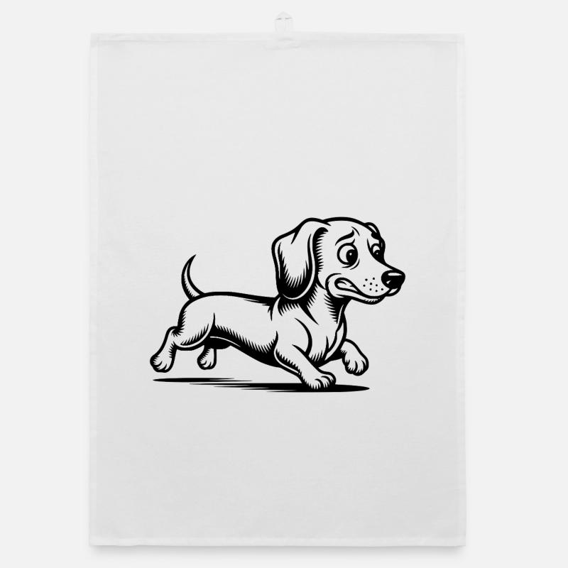 Promenade de chiots teckels à course Torchon bio