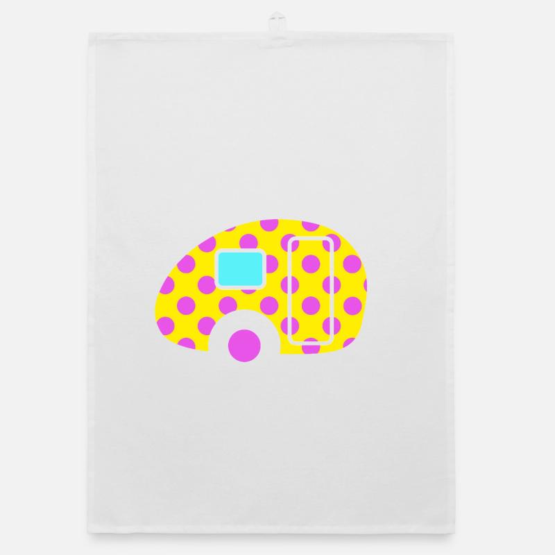 Caravane Vintage Camping Caravan Retro Dots Dots Torchon bio