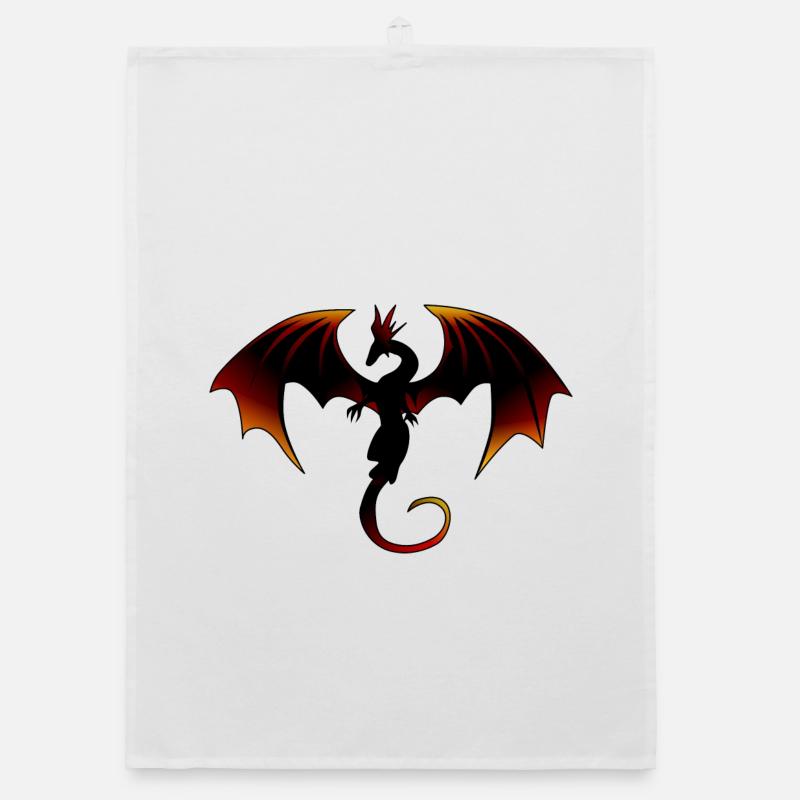 Dragon de Feu, Dragon de Feu - Torchon bio - blanc