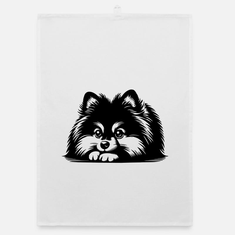 Pomeranian Head with Paws Organic dish towel