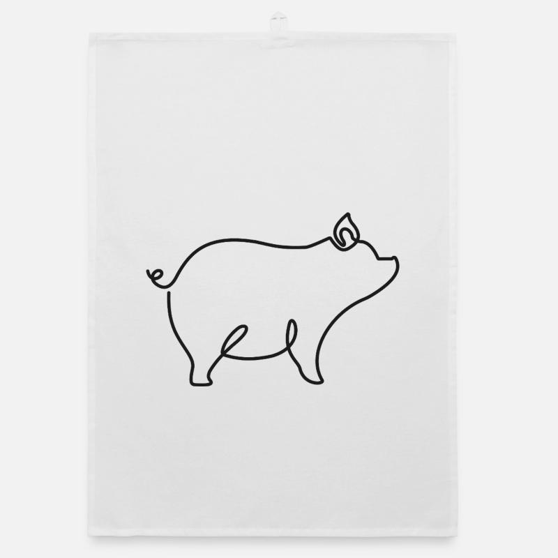 Dessin de cochon – symbole de bonheur et de nature Torchon bio