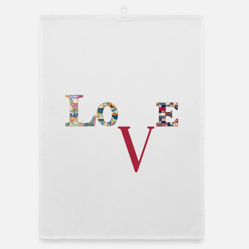 Love Patchwork Typography Organic dish towel