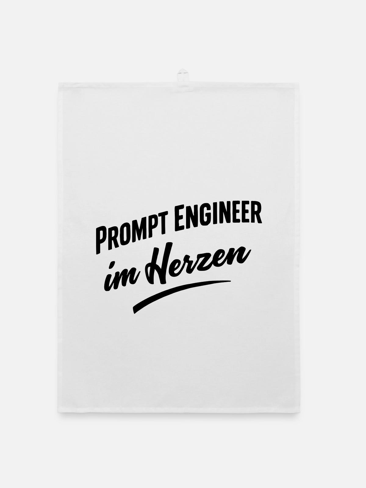 Prompt Engineer im Herzen - Organic Geschirrtuch - Weiß - Vorne