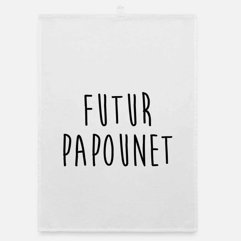 Futur Papounet / Papa / Bébé / Naissance / Père - Torchon bio - blanc
