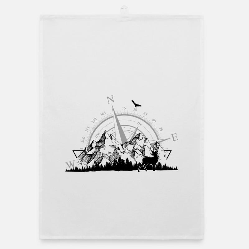 Compass Rose Minimalist Navy Grey Organic dish towel