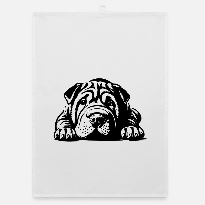 Shar Pei Head with Paws Organic dish towel