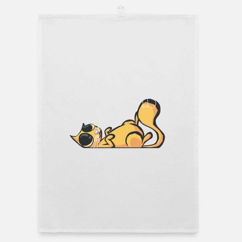 Je peux pas j'ai chat roux - Torchon bio - blanc