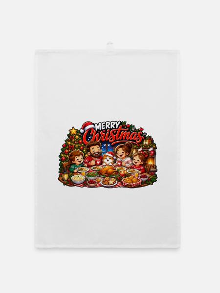 Merry Christmas - Organic Geschirrtuch - Weiß
