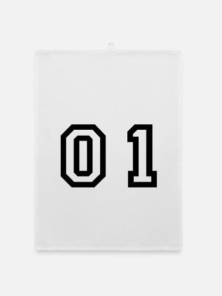 Nummer - 01 - zero one - Organic Geschirrtuch - Weiß - Vorne