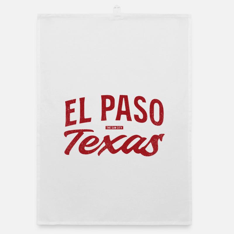 El Paso Texas Retro Script Organic dish towel