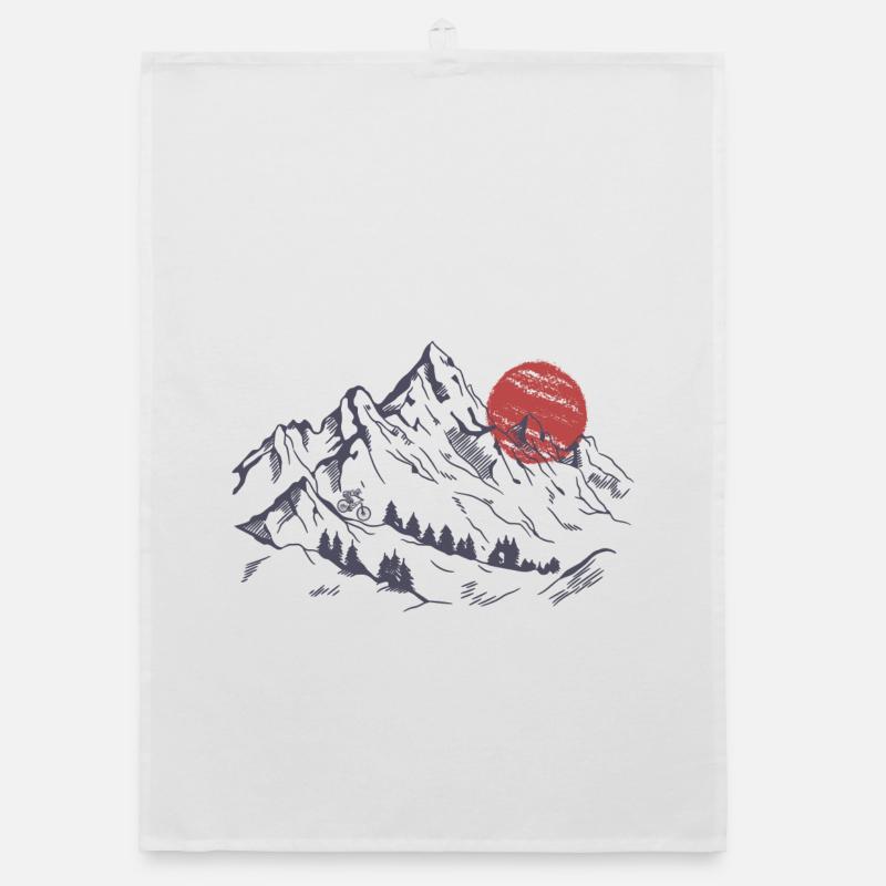Crimson Sunset Over Silent Peaks Organic dish towel