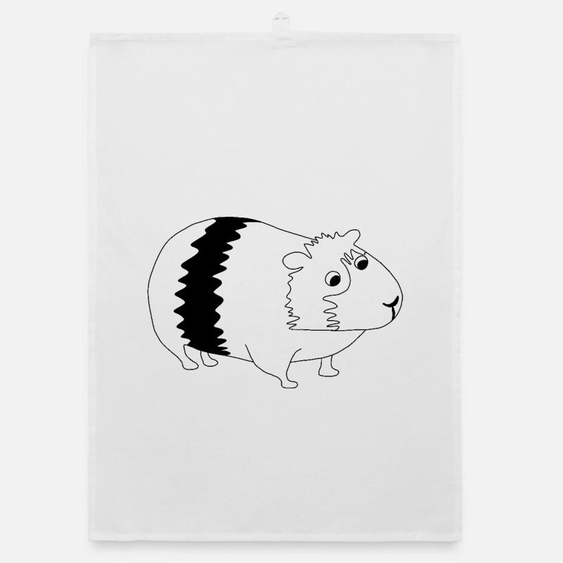 Cochon d’Inde - graphique noir et blanc - Torchon bio - blanc