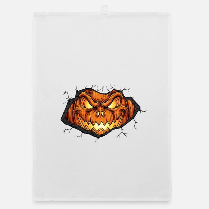 Fierce pumpkin with pointed teeth Organic dish towel