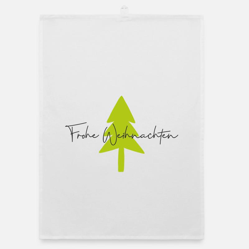 Glowing Green Christmas Tree Lettering Organic dish towel