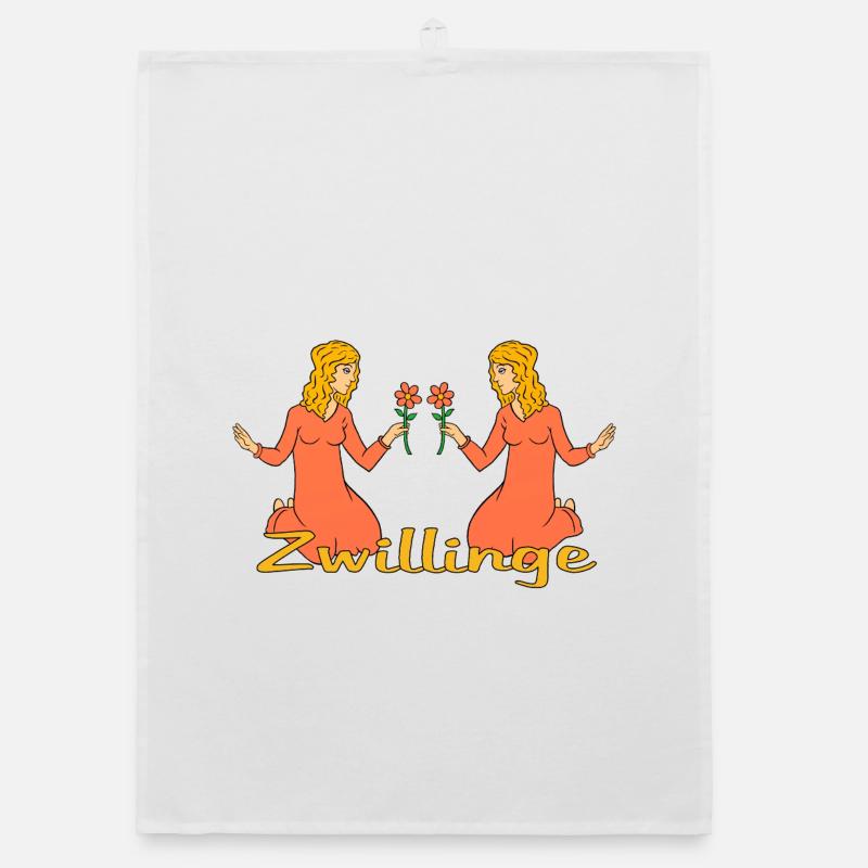 Sternzeichen Zwillinge mit einer Blume Organic Geschirrtuch
