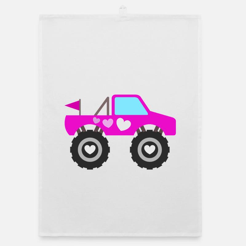 Pinker Monstertruck Organic Geschirrtuch