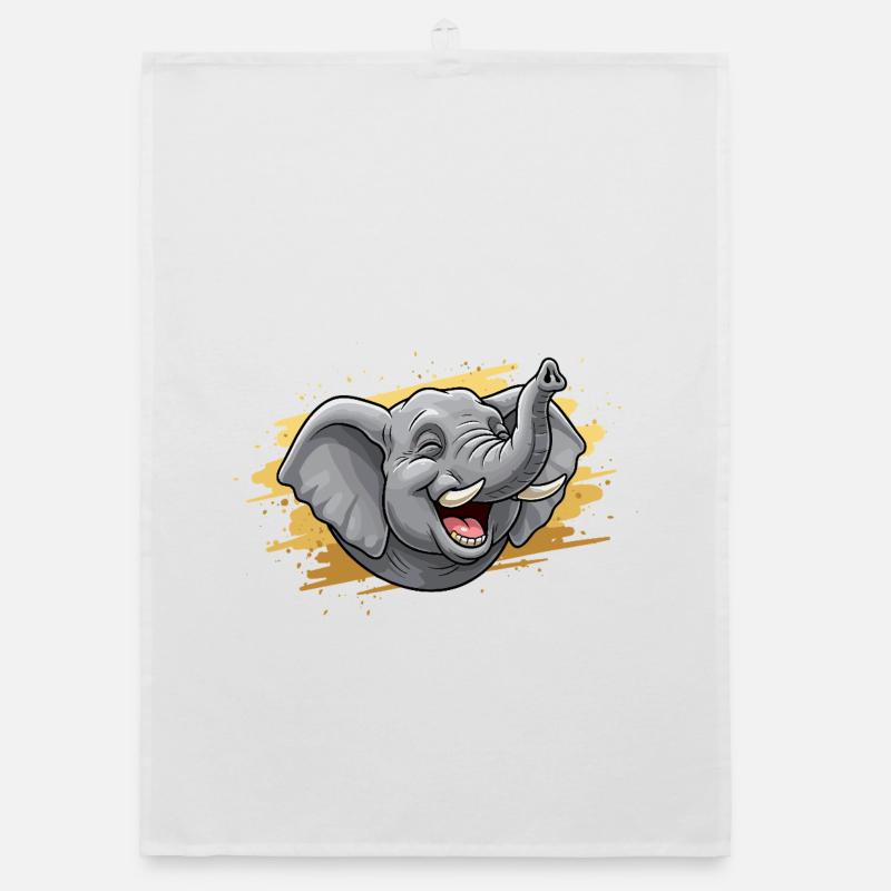 Laughing Elephant Head Comic Organic dish towel