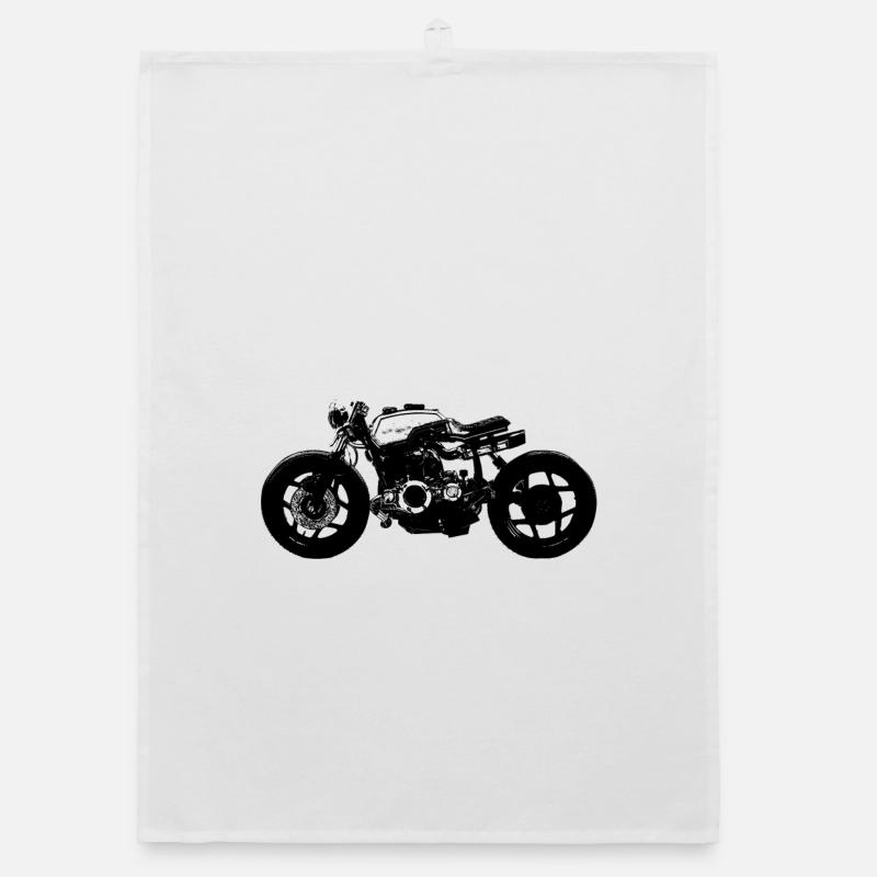 Black Motorcycle Silhouette Retro Organic dish towel