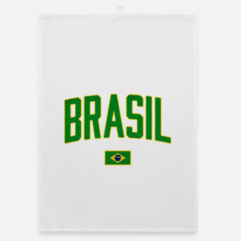 Conception du Brésil avec drapeau national Torchon bio