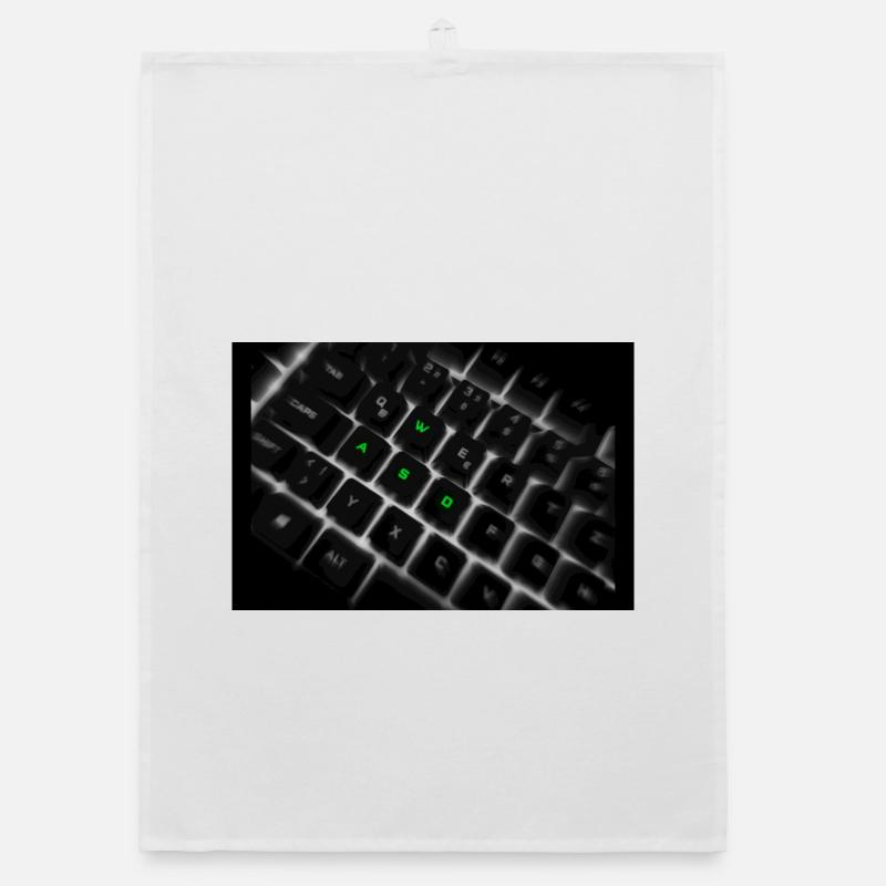 Impression d’art sur le clavier néon WASD - Torchon bio - blanc