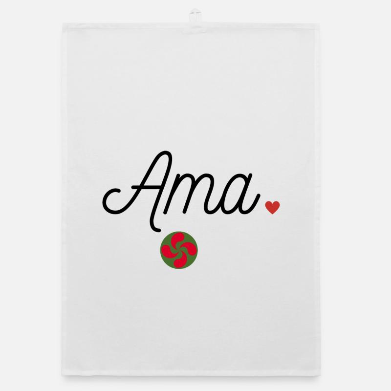 Ama et Lauburu. Maman en Basque Torchon bio