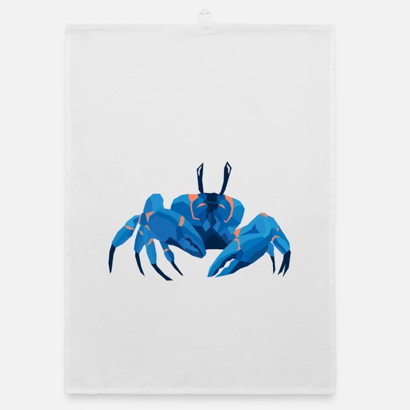 Blaue Krabbe Polygonaler Stil Organic Geschirrtuch