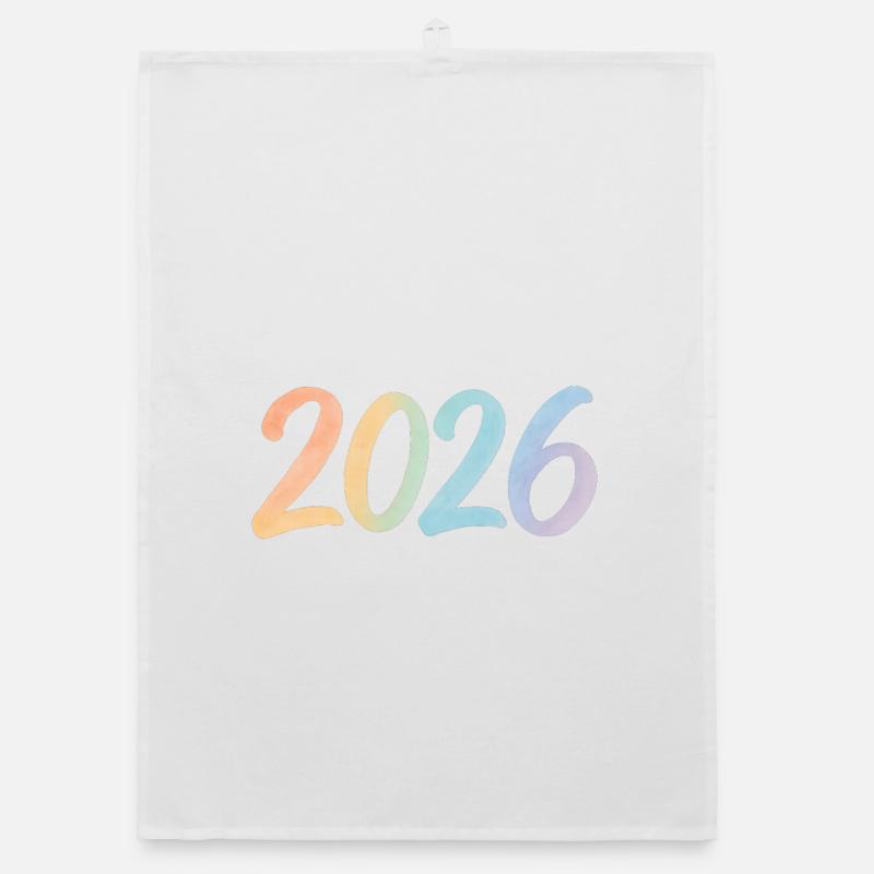 Conception des chiffres à l’aquarelle 2026 Torchon bio